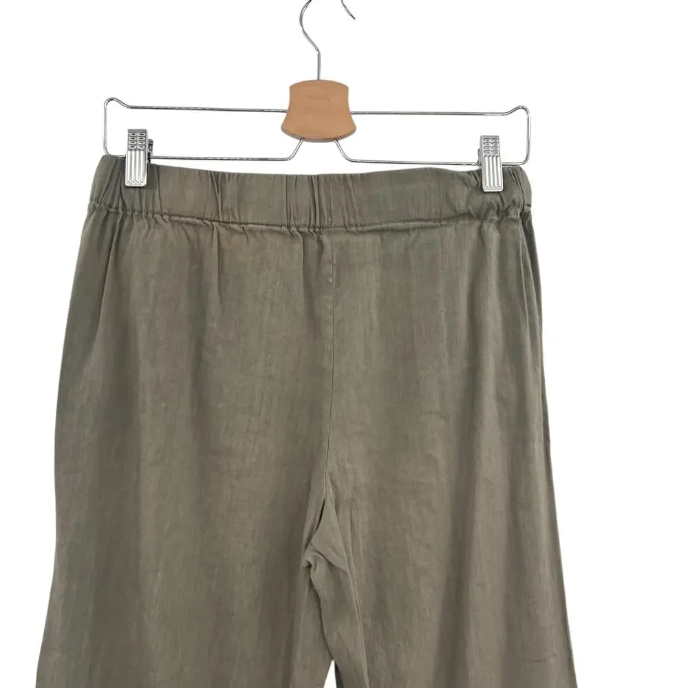 Aritzia Babaton Day Linen Pants Drawstring Ankle Beige Brown‎ Khaki Size Medium